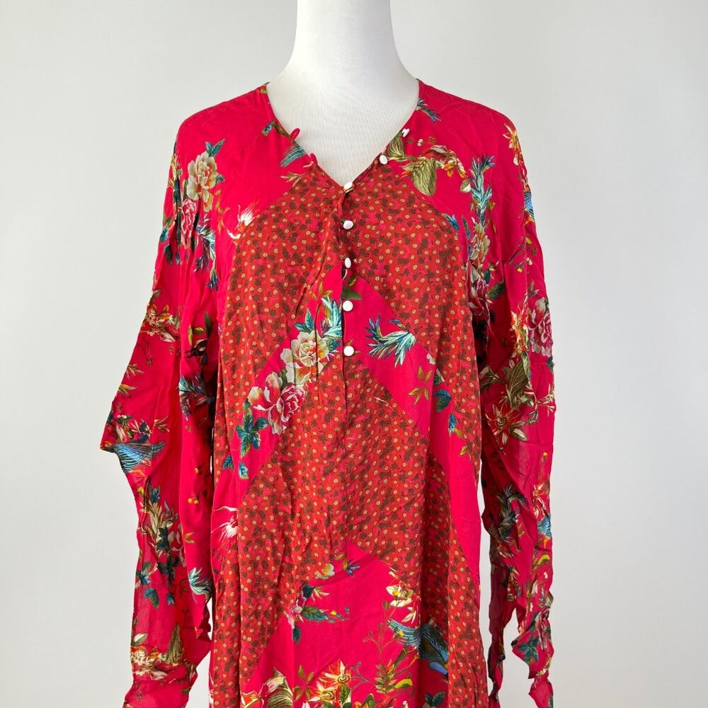 NWOT JOHNNY WAS Floral Malakye Paneled Cover Up Maxi Dress Boho Red Size S - Picture 3 of 13